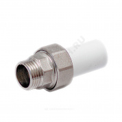 Муфта трубная PP-R комбинированная разъемная белая Ру25 наруж пайка/НР VALFEX