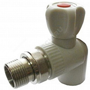 Кран шаровой PP-R серый Дн 20х1/2" НР угловой для радиатора VALFEX 10148020Г