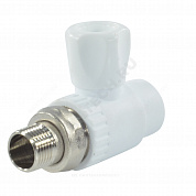 Кран шаровой PP-R белый Дн 20х1/2" НР прямой для радиатора RTP (РосТурПласт) 27853