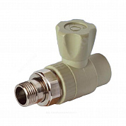 Клапан (вентиль) PP-R запорный серый Дн 25х3/4" Ру25 НР прямой для радиатора RTP (РосТурПласт) 15822
