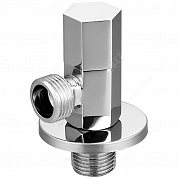Клапан (вентиль) латунь бытовой хром угловой с отражателем 1077 G1/2"х3/4" Ру16 НР маховик гексагон Aquasfera 1077-02