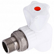 Кран шаровой PP-R белый Дн 25х3/4" НР угловой для радиатора VALFEX 10148025