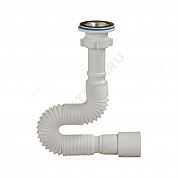 Сифон для умывальника гофрированный 1 1/4"x40/50 L=360-850мм выпуск с нержавеющей решёткой D=63мм Орио А-3018