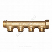 Коллектор латунь 3/4" ВР/НР на 4 вых 1/2" НР м/о 35мм под конус R580C Giacomini R580CY064